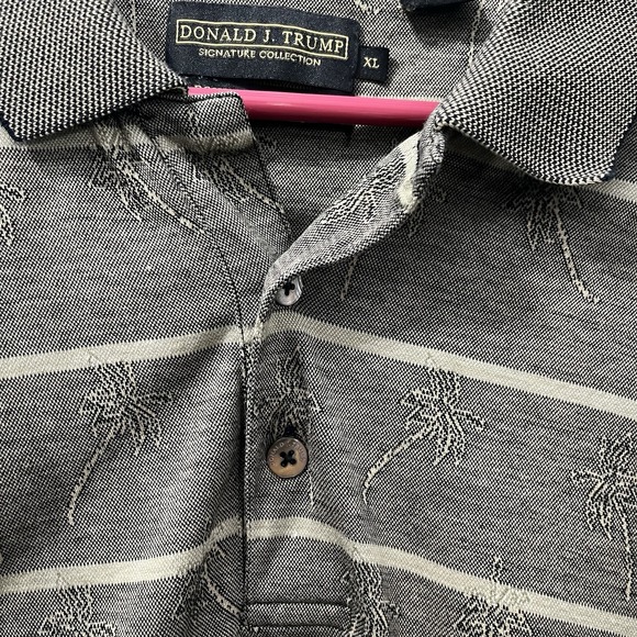 Men's Golf Polo Shirt Signature Collection‎ Gray Stripe Palm Trees • XL - Picture 4 of 7